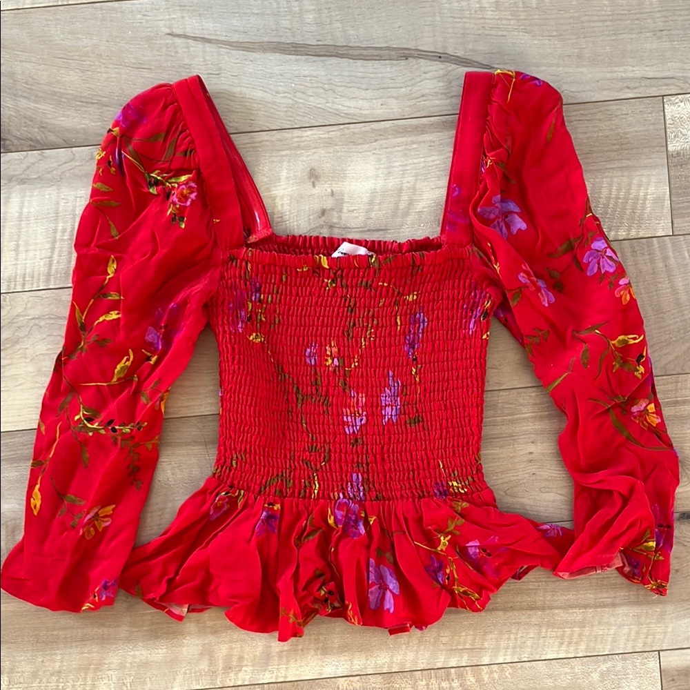 Lovers + Friends Red Floral Blouse